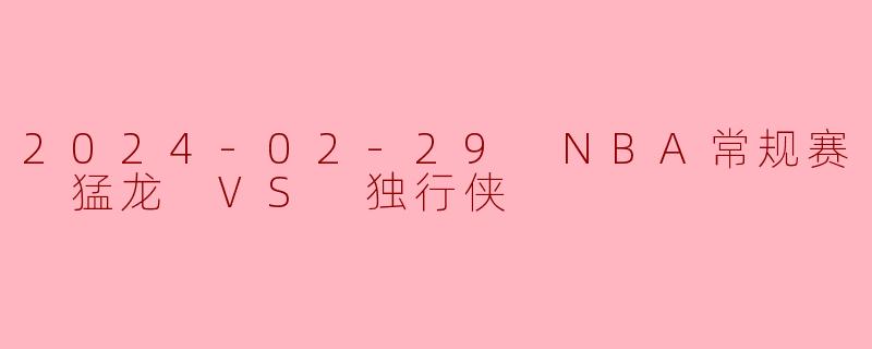 2024-02-29 NBA常规赛 猛龙 VS 独行侠